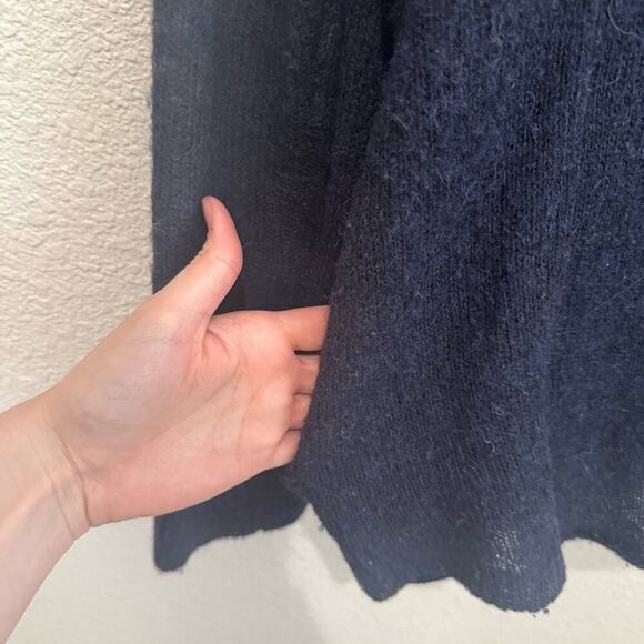 Anthropologie Moth Women's M Hoodie Cardigan Alpaca Wool Blend Blue Minimal Cozy - Picture 8 of 11